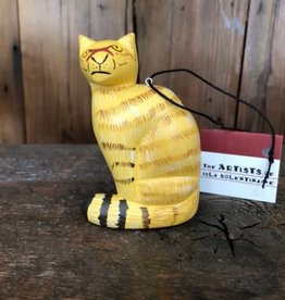 Women of the Cloud Forest Yellow Cat Balsa Wood Ornament