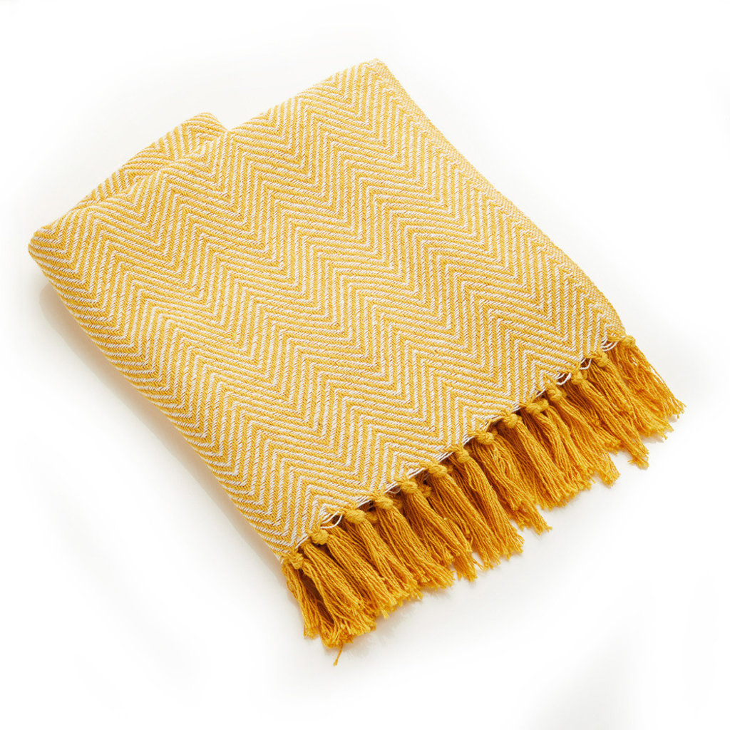 Cotton Rethread Gold Chevron Throw Blanket Global Gifts