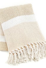 Serrv Cotton Rethread  Natural Striped Throw Blanket