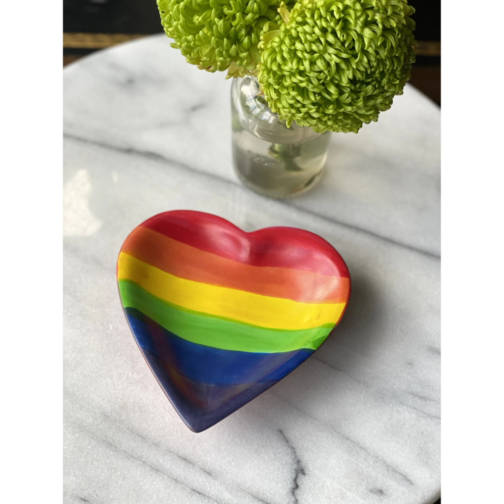 Global Crafts Kisii Stone Rainbow Heart Dish