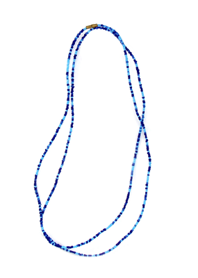 Global Crafts Long Maasai Shades of Blue Necklace