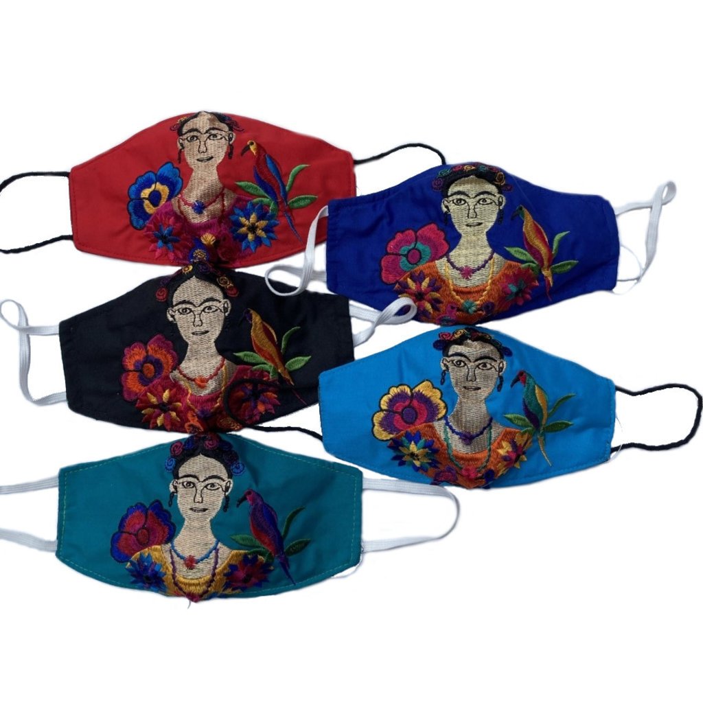 Lucia's Imports Embroidered Frida Face Mask