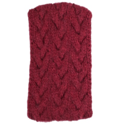 Andes Gifts Cable Knit Ear Warmer: Burgundy