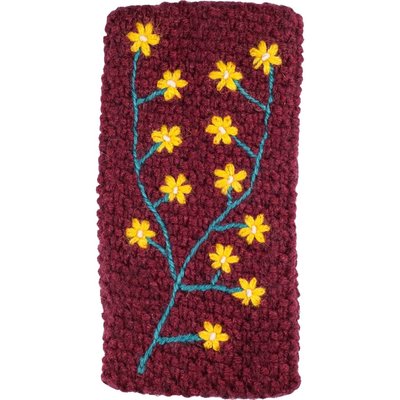Andes Gifts Embroidered Knit Ear Warmer: Burgundy