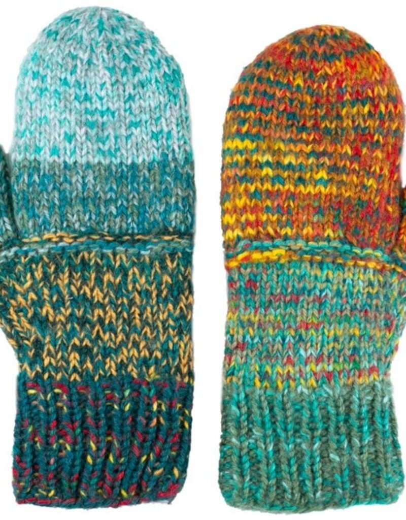 Andes Gifts Altiplano Knit Mittens: Teal