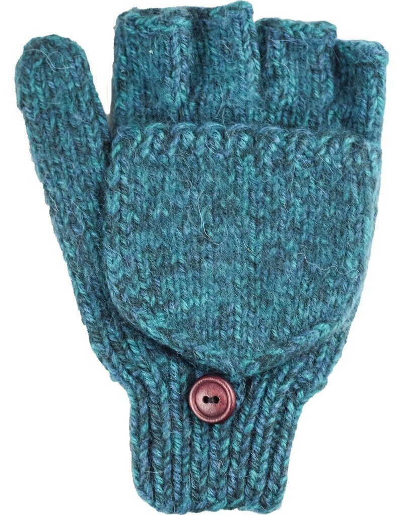 Andes Gifts Blended Knit Glittens: Aqua