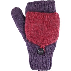 Andes Gifts Fleece-Lined Knit Flittens: Grape
