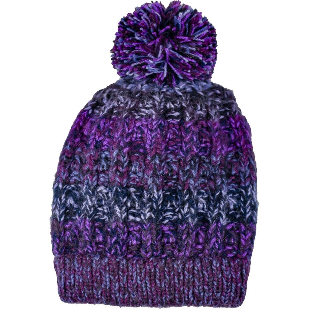 Andes Gifts Funky Knit Hat with PomPom: Purple