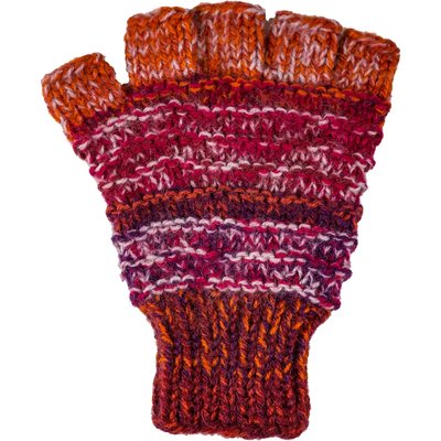 Andes Gifts Funky Knit Fingerless Gloves: Burgundy