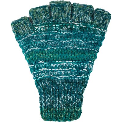Andes Gifts Funky Knit Fingerless Gloves: Teal