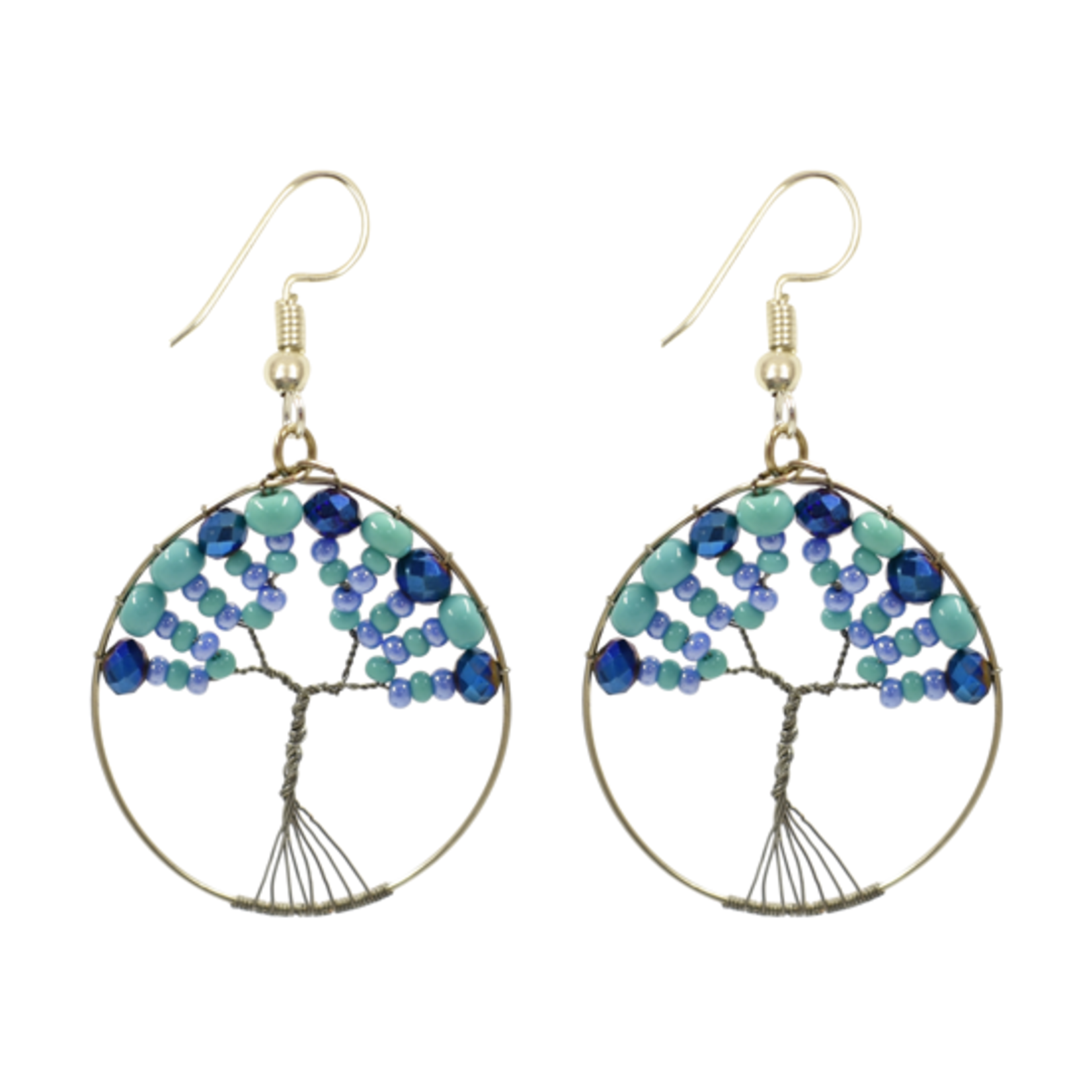 Unique Batik Beaded Tree of Life Earrings
