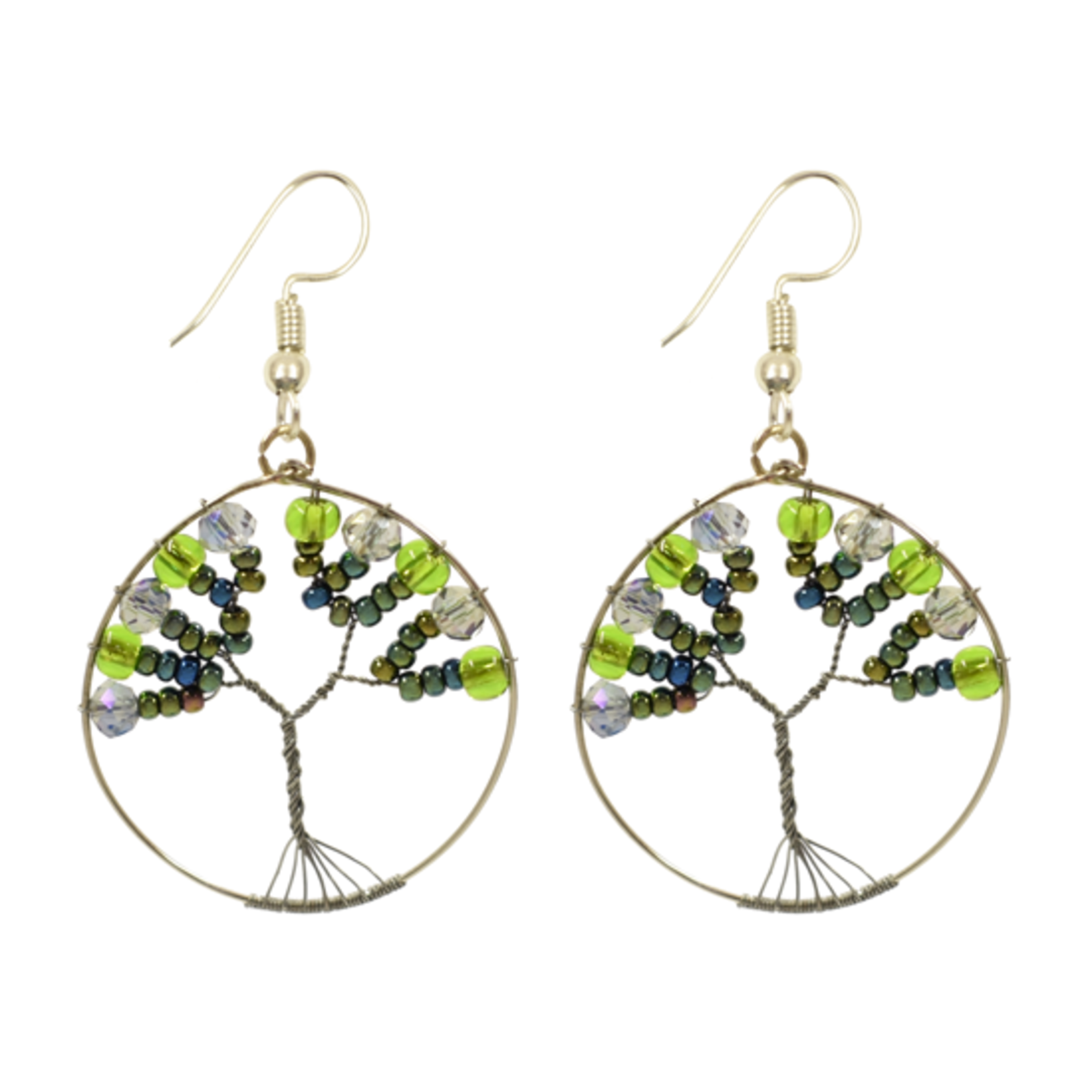 Unique Batik Beaded Tree of Life Earrings