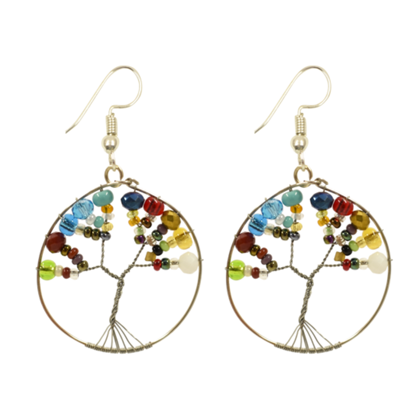 Unique Batik Beaded Tree of Life Earrings