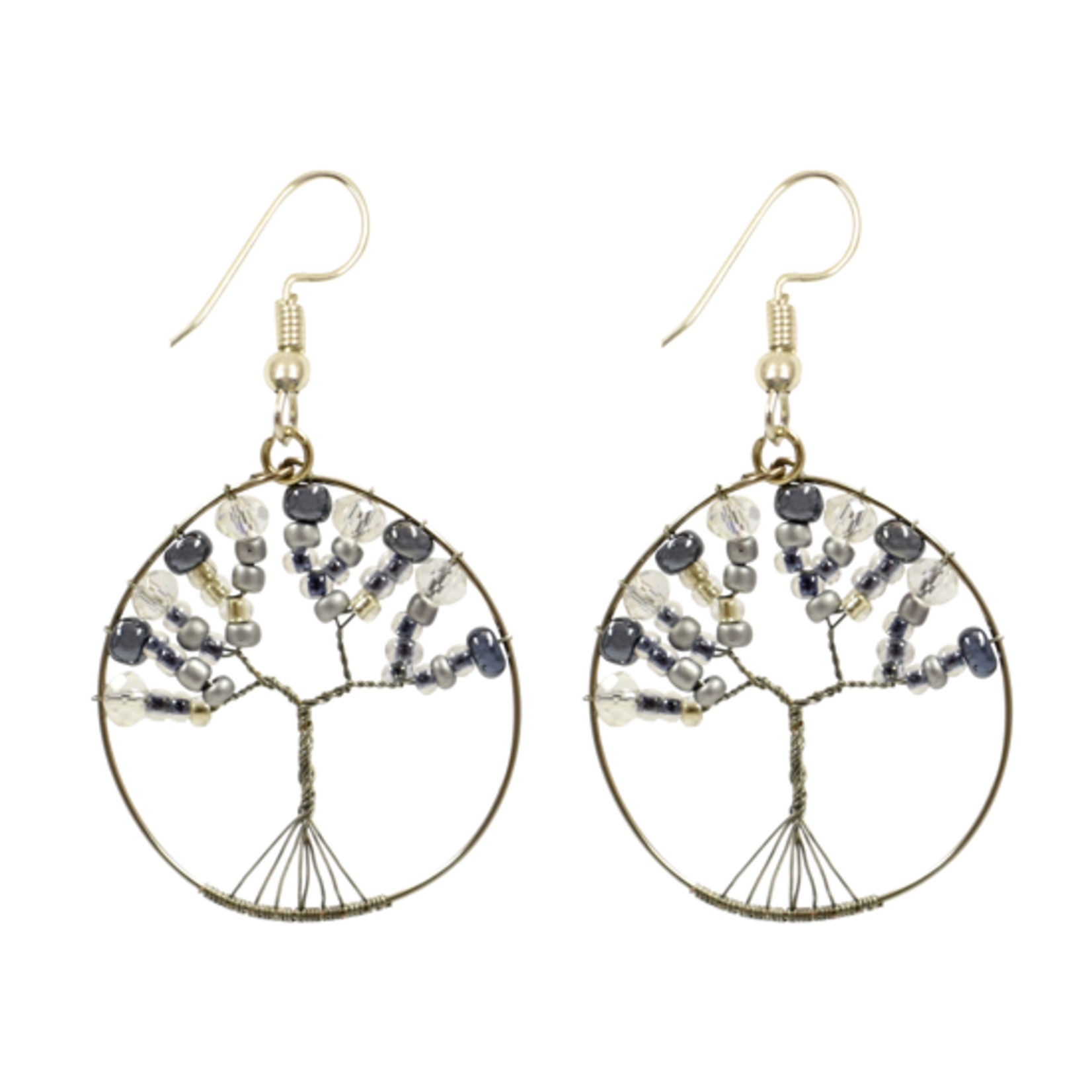Unique Batik Beaded Tree of Life Earrings
