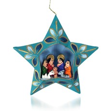 Serrv Teal Star Retablo Nativity Ornament