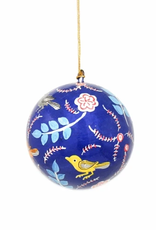 Global Crafts Birds & Flowers Blue Ball Ornament