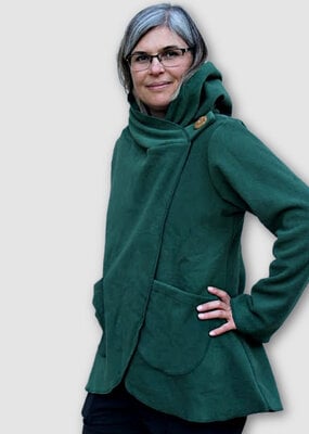 Ganesh Himal Fleece Jacket with Hood: Forest