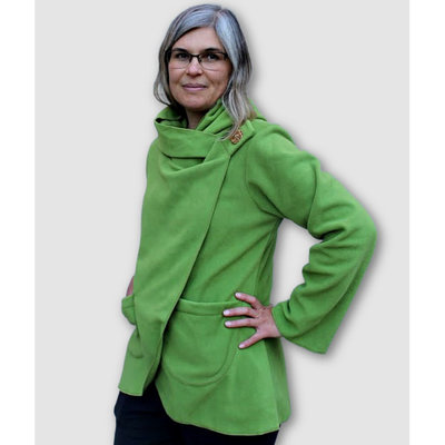 Ganesh Himal Fleece Jacket with Hood: Lime