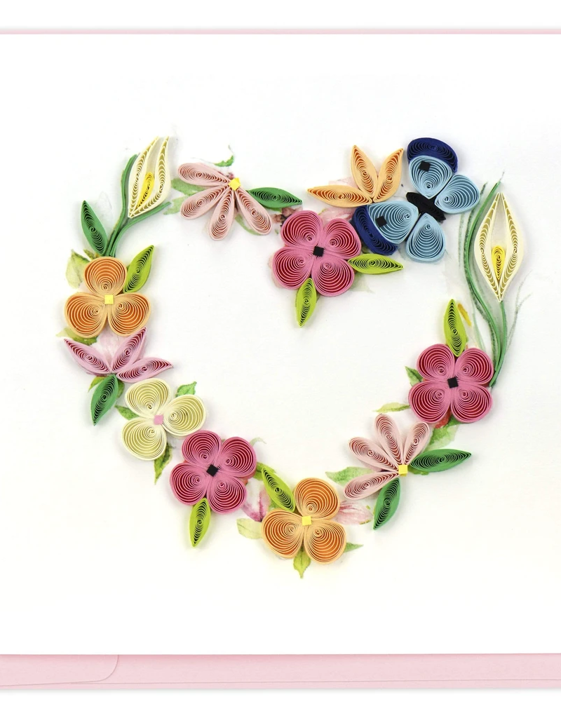 Quilling Card Floral Heart Wreath Quilled Card