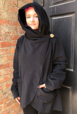 Ganesh Himal Fleece Jacket with Hood: Black