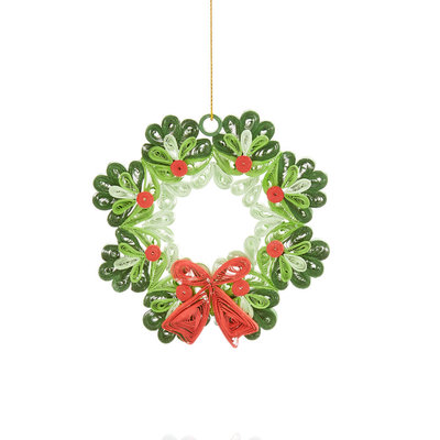 Serrv Quilled Paper Wreath Ornament