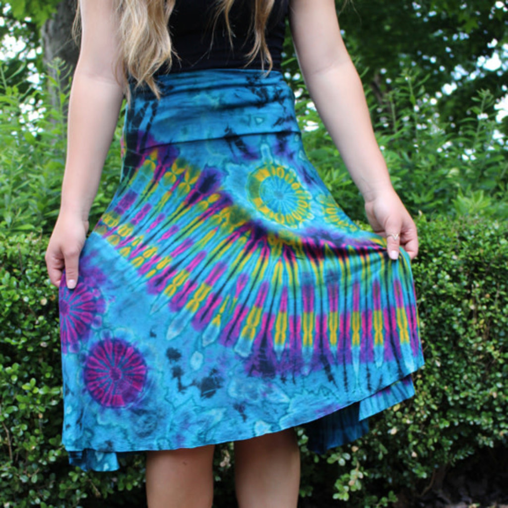Unique Batik Tie Dye Dance Skirt: Turquoise