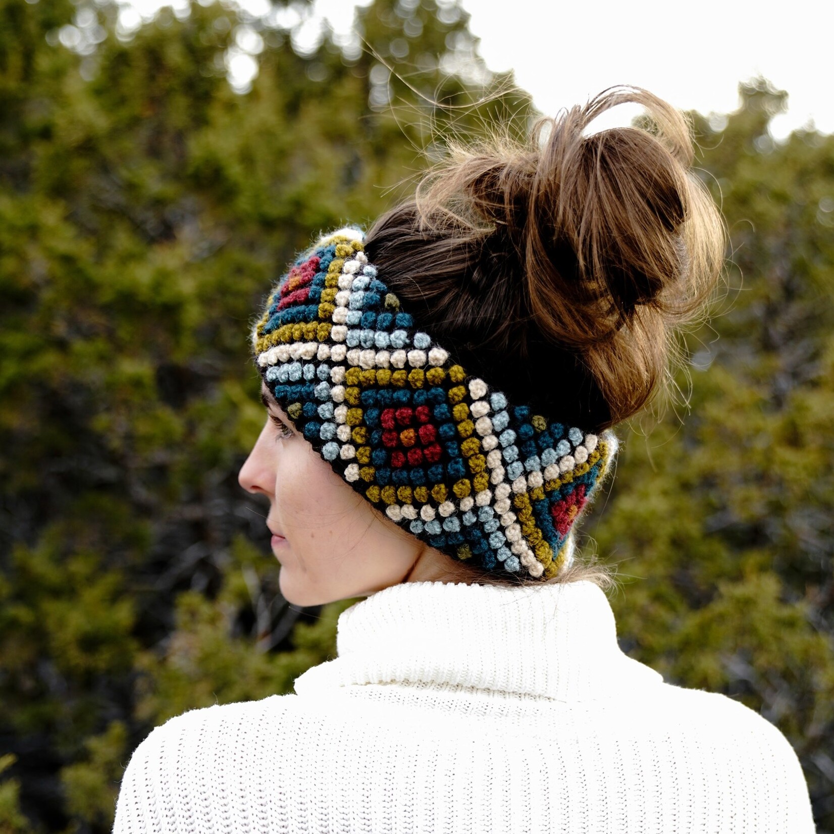Andes Gifts Diamond Knit Ear Warmer: Blue