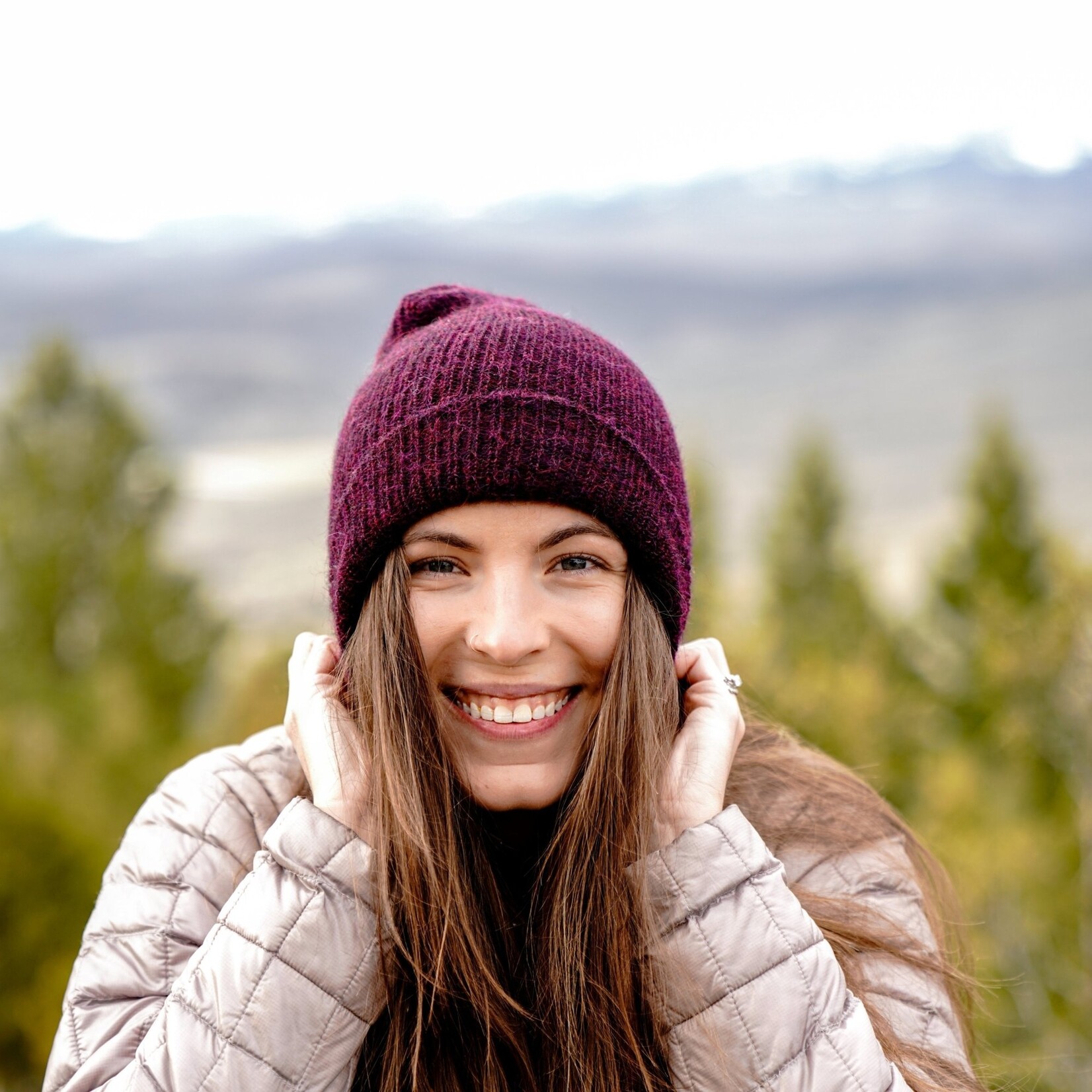 Andes Gifts Milkshake Alpaca Knit Hat: Wine