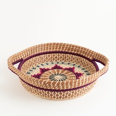 Mayan Hands Chumil Pine Needle and Wild Grass Basket Purple