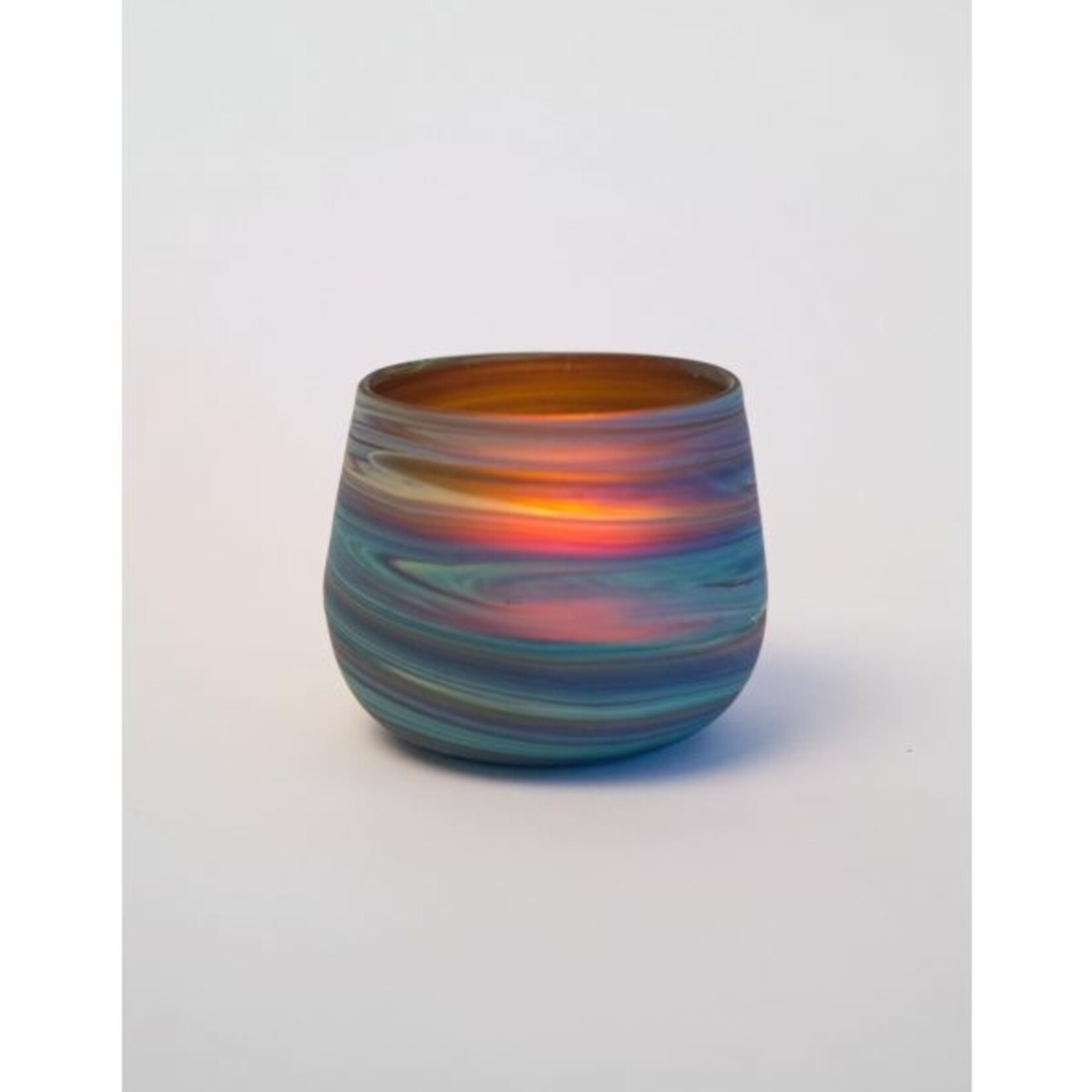 Ten Thousand Villages Phoenician Swirled Glass Candleholder/Tumbler
