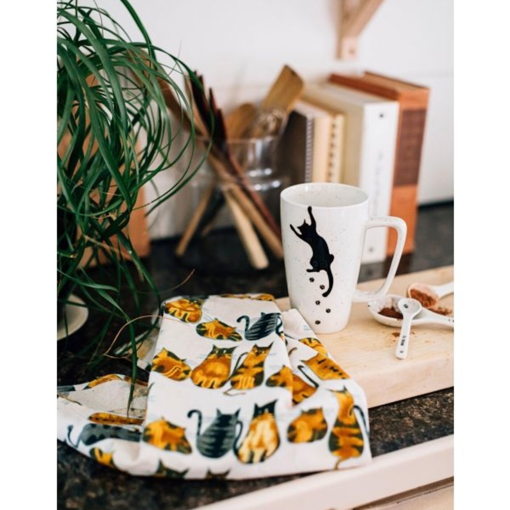 Ten Thousand Villages Kitty Prints Black and White Mug