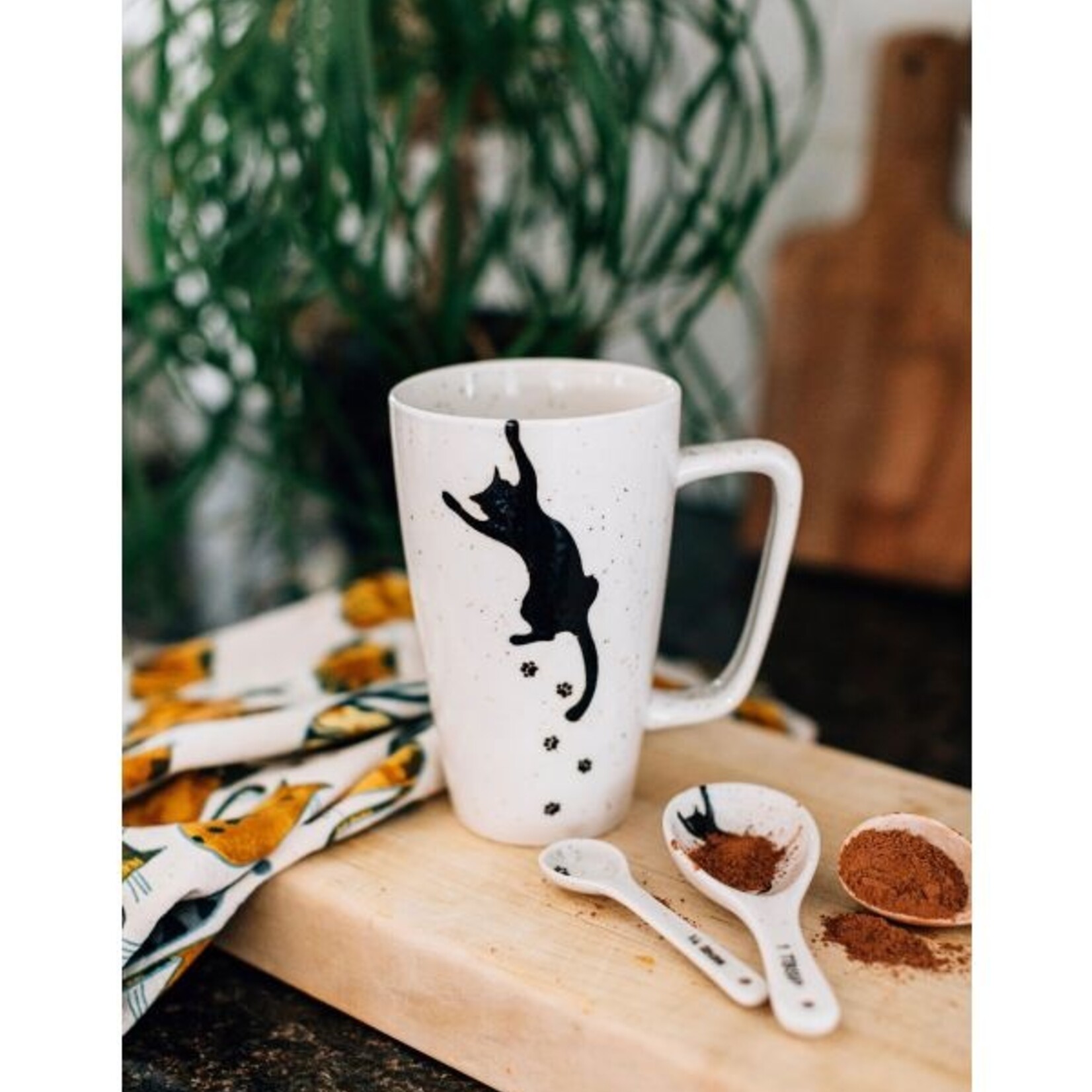Ten Thousand Villages Kitty Prints Black and White Mug