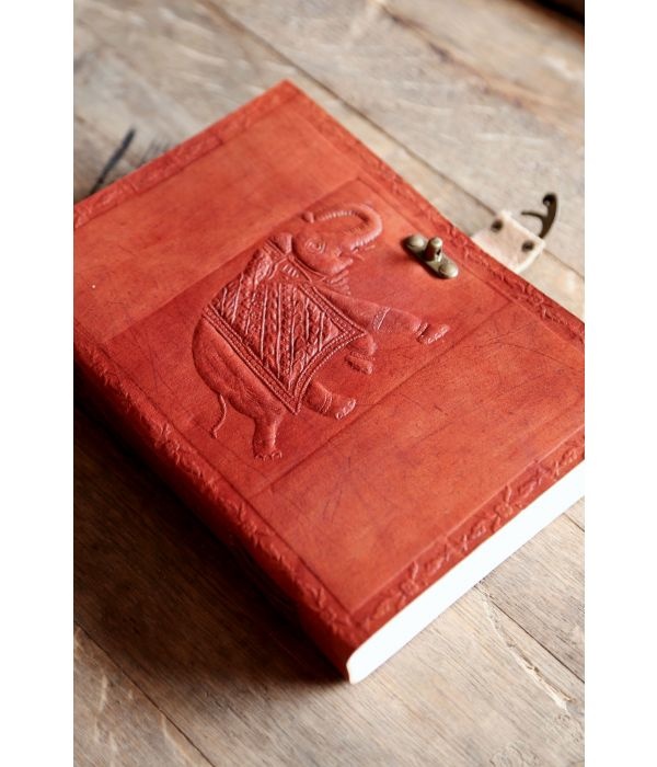 Genuine leather-bound  7" by 5" Handmade Brown Indian Elephant journal notebook 
