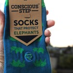 Conscious Step Socks that Protect Elephants Blue & Green