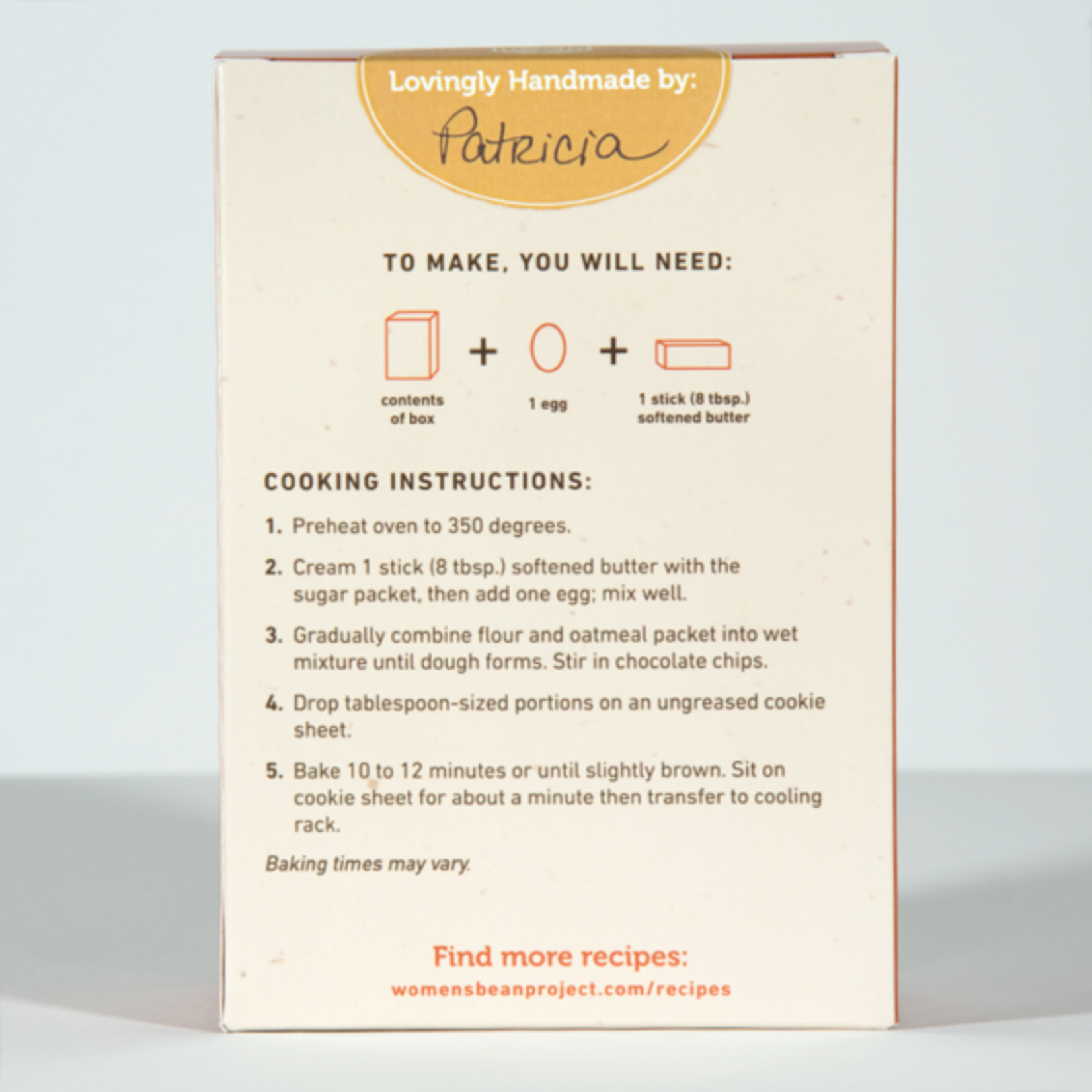 Women's Bean Project Chocolate Chip Oatmeal Cookie Mix