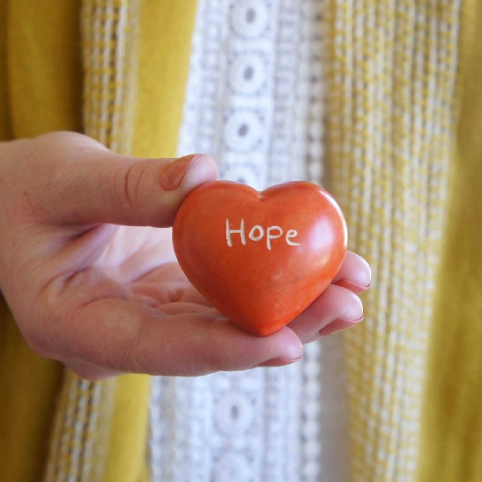 Venture Imports Soapstone Word Heart Rock