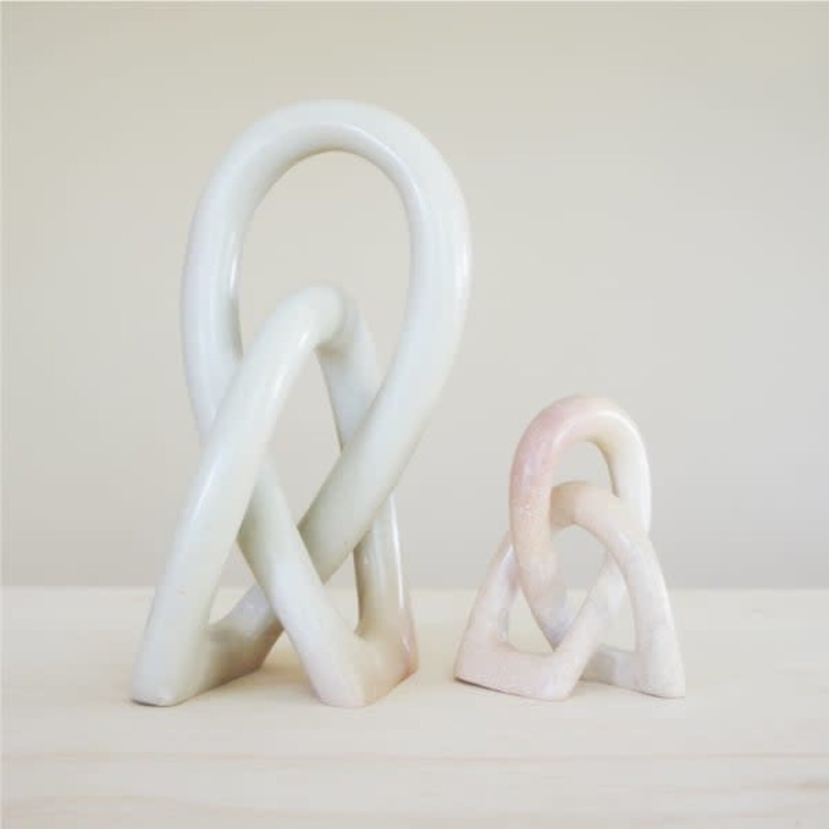 Global Crafts Lover's Knot Soapstone Sculpture, Natural Stone- 10 inch