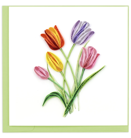 Quilling Card Colorful Tulips Quilled Card