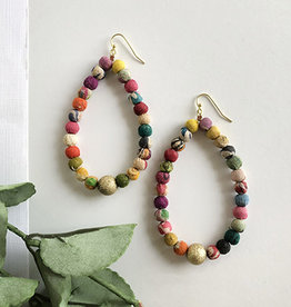 World Finds Kantha Luna Drop Earrings