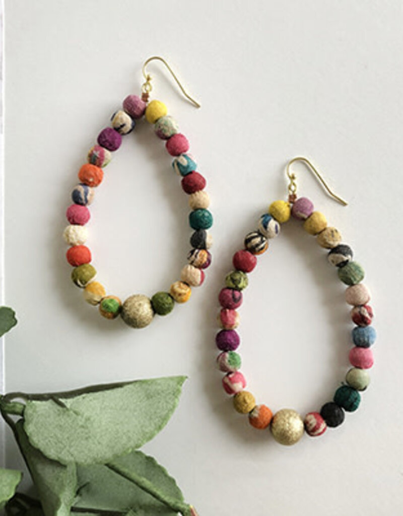 World Finds Kantha Luna Drop Earrings