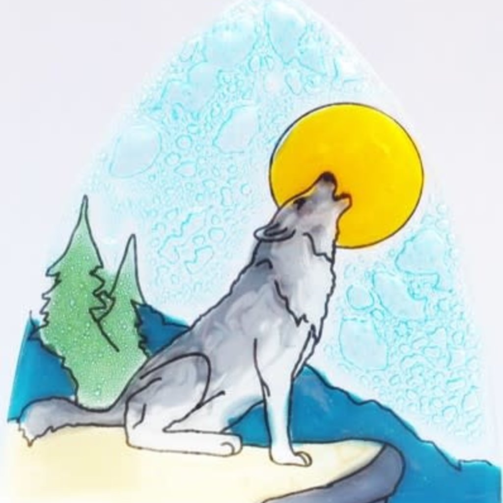 PamPeana Wolf Howl Fused Glass Night Light