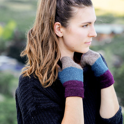 Andes Gifts Tres Alpaca Wrist Warmers: Teal