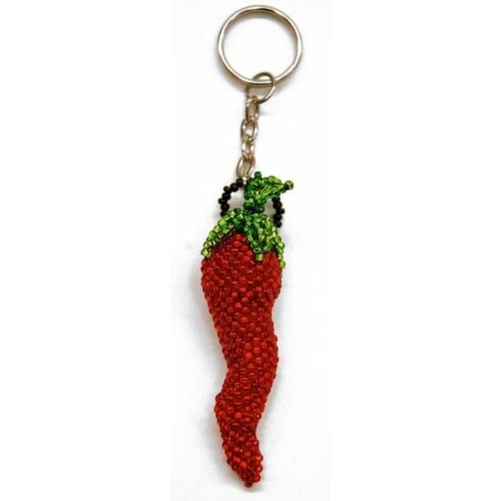Unique Batik Beaded Keychain: Chili Pepper