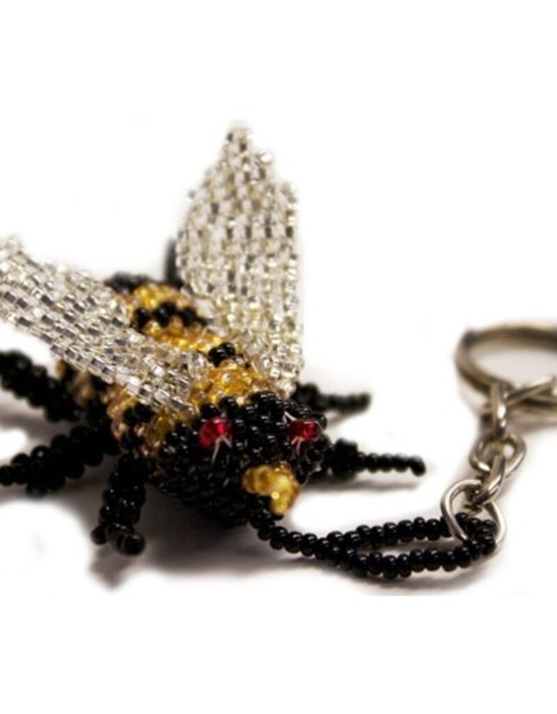 Unique Batik Beaded Keychain: Bumblebee