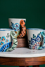 Lucia's Imports Hand-Painted Ceramic Mug: Peacock