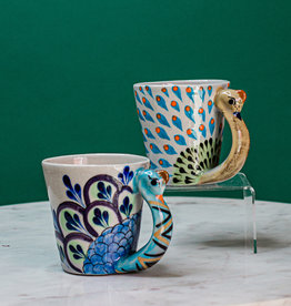 Lucia's Imports Hand-Painted Ceramic Mug: Peacock