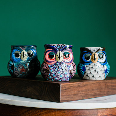Lucia's Imports Guatemalan Pottery Owl Mug