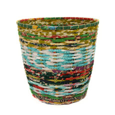 Minga Imports Recycled Sari Waste Basket