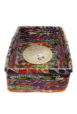 Minga Imports Recycled Sari Rectangle Basket 10x6