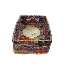 Minga Imports Recycled Sari Rectangle Basket 10x6